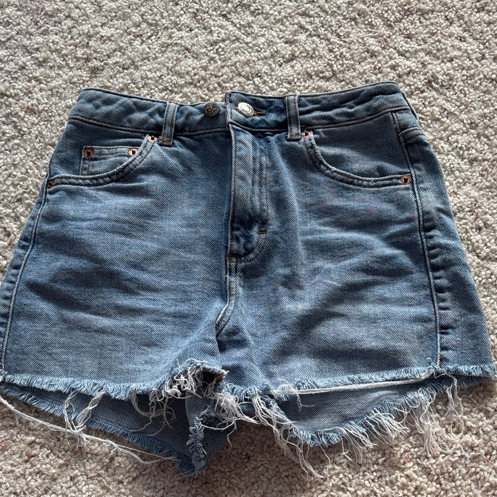TopShop Denim Blue Women's Frayed Shorts
